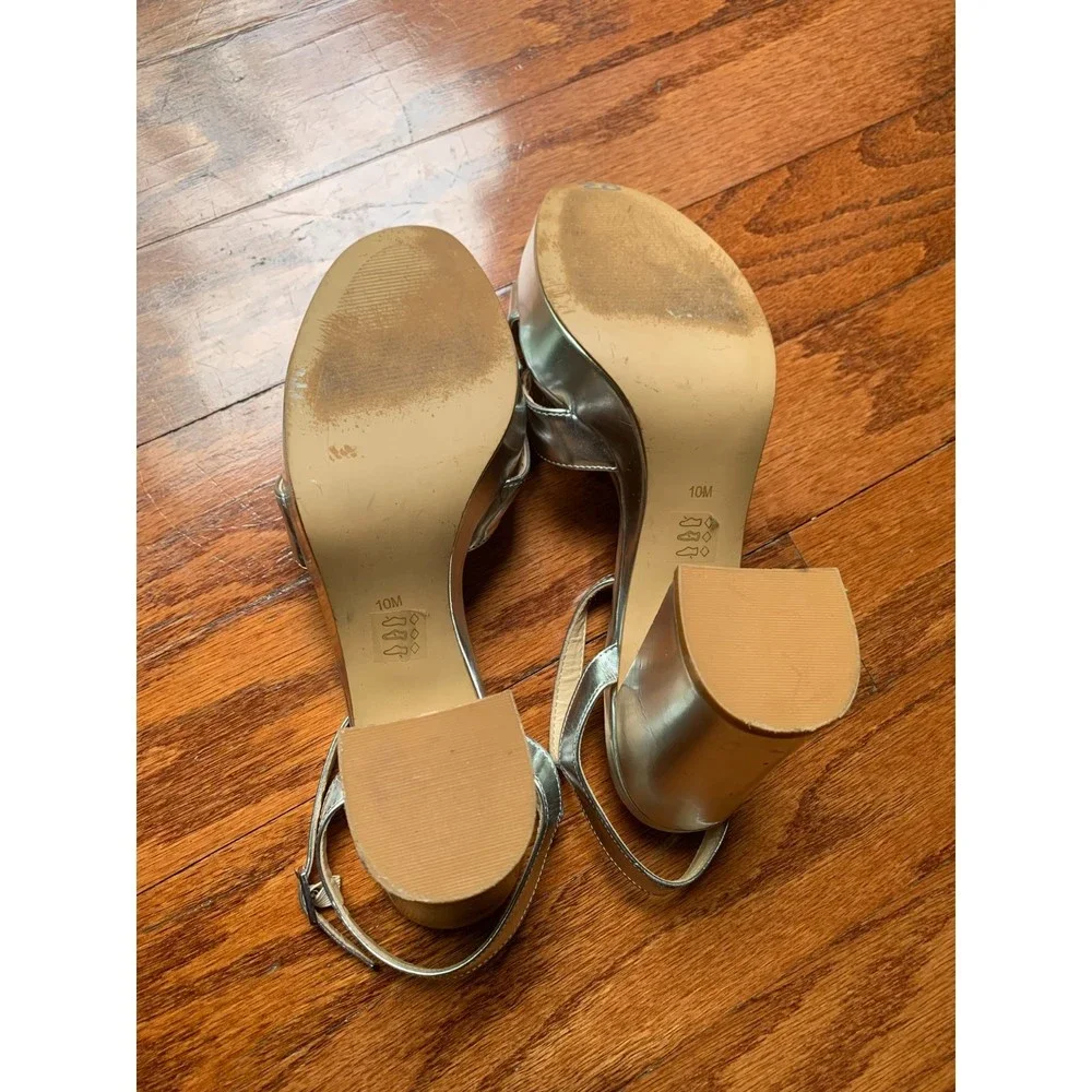 Steve Madden Silver Black Platform Sandals Size 10